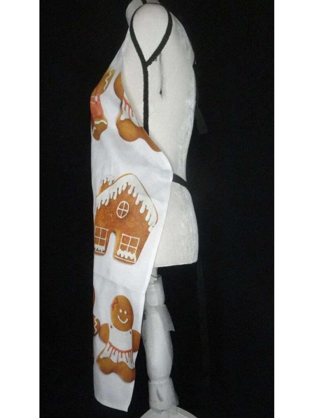 Gingerbread House Man Apron Cookies Christmas Tree White Tie Back *NWOT*
